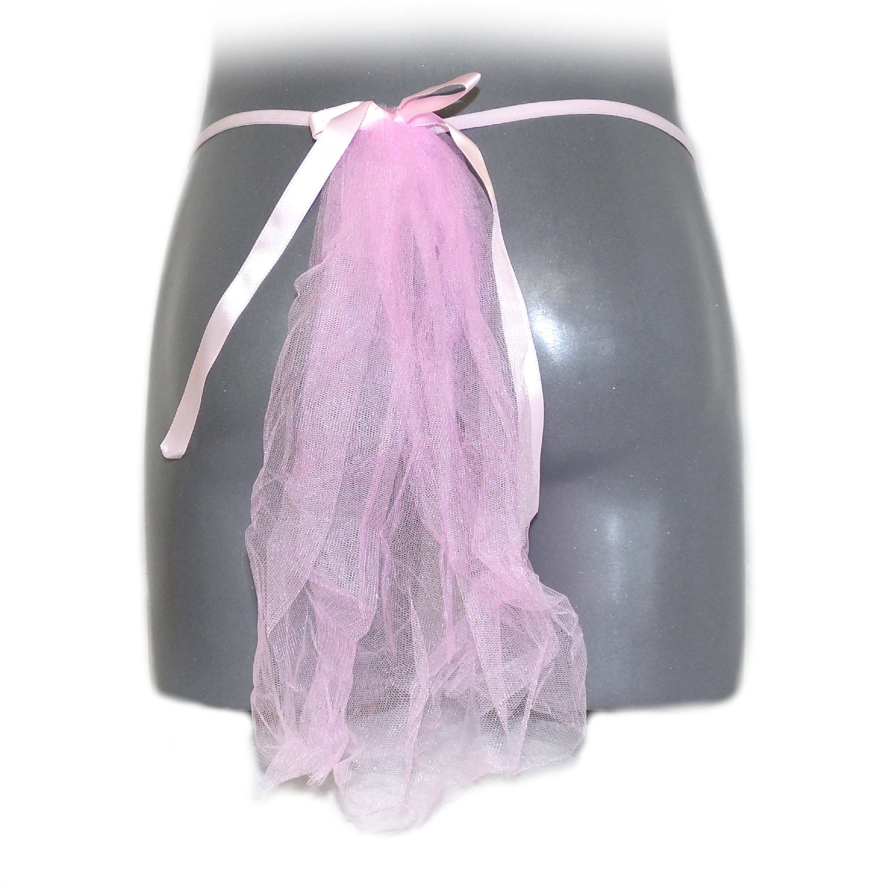 Lace Floral Low Rise Sissy Strings Pouch Veil with Satin