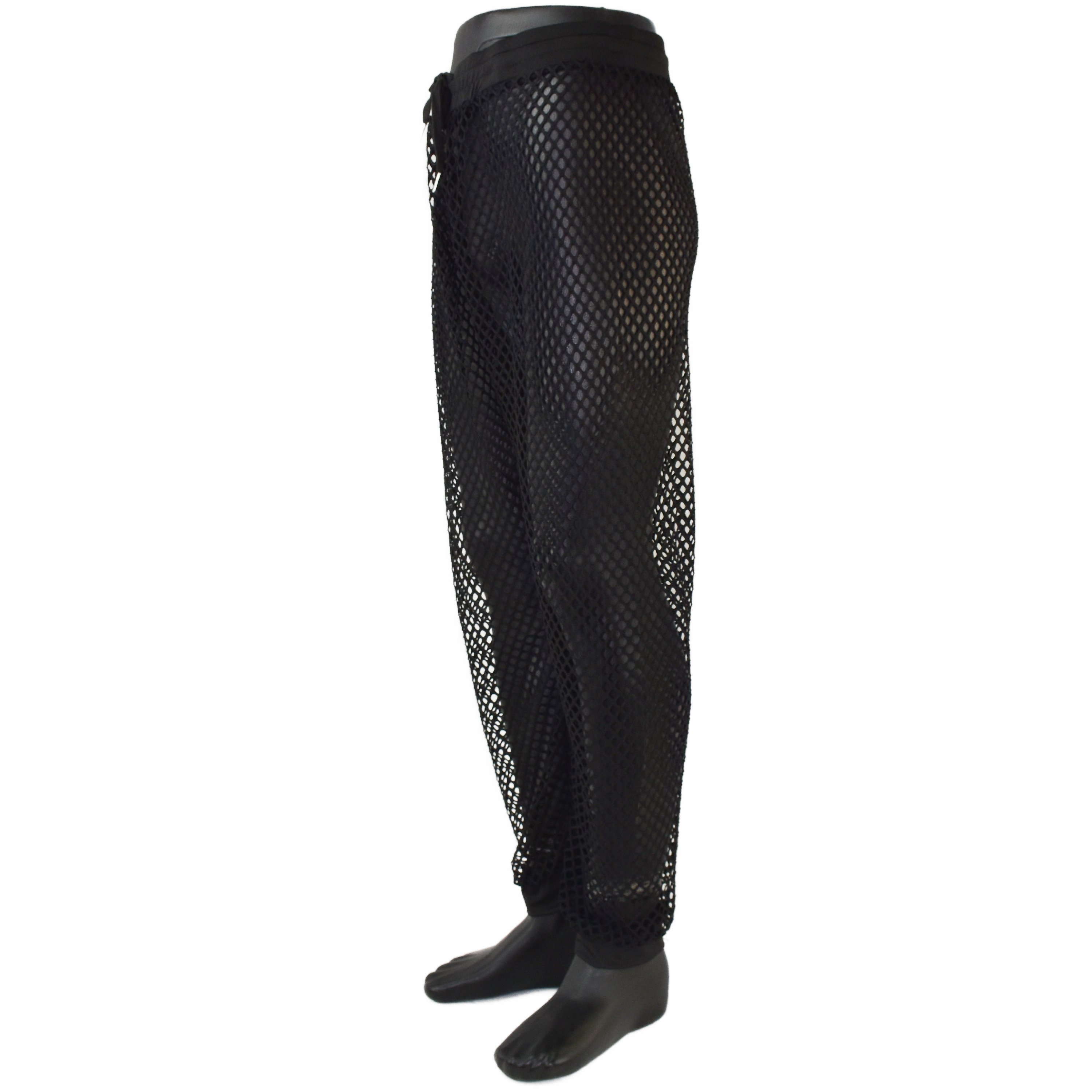 Lange Netzstoffhose mit Kordel leicht transparent