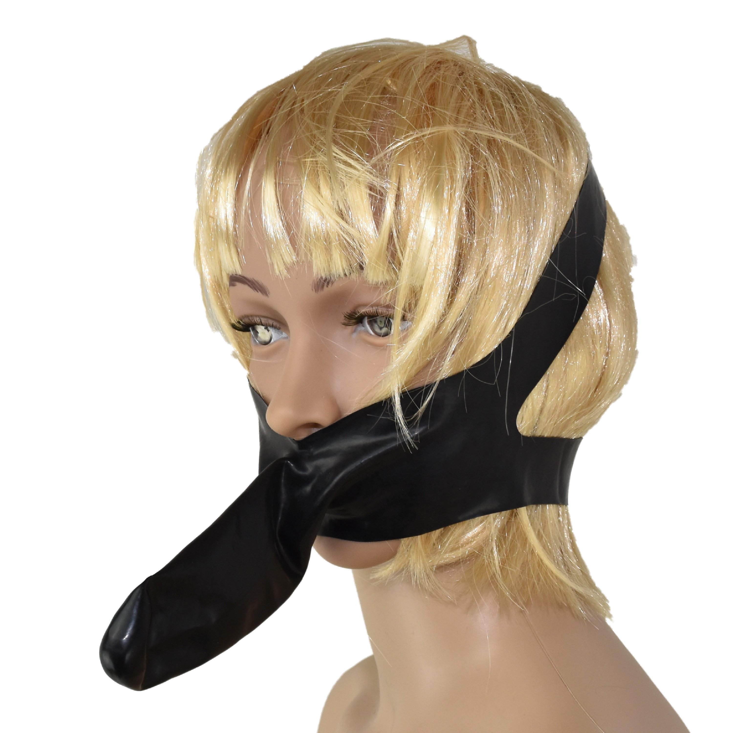 Latex Mund Condom mit Kopf Gurt Handgemacht