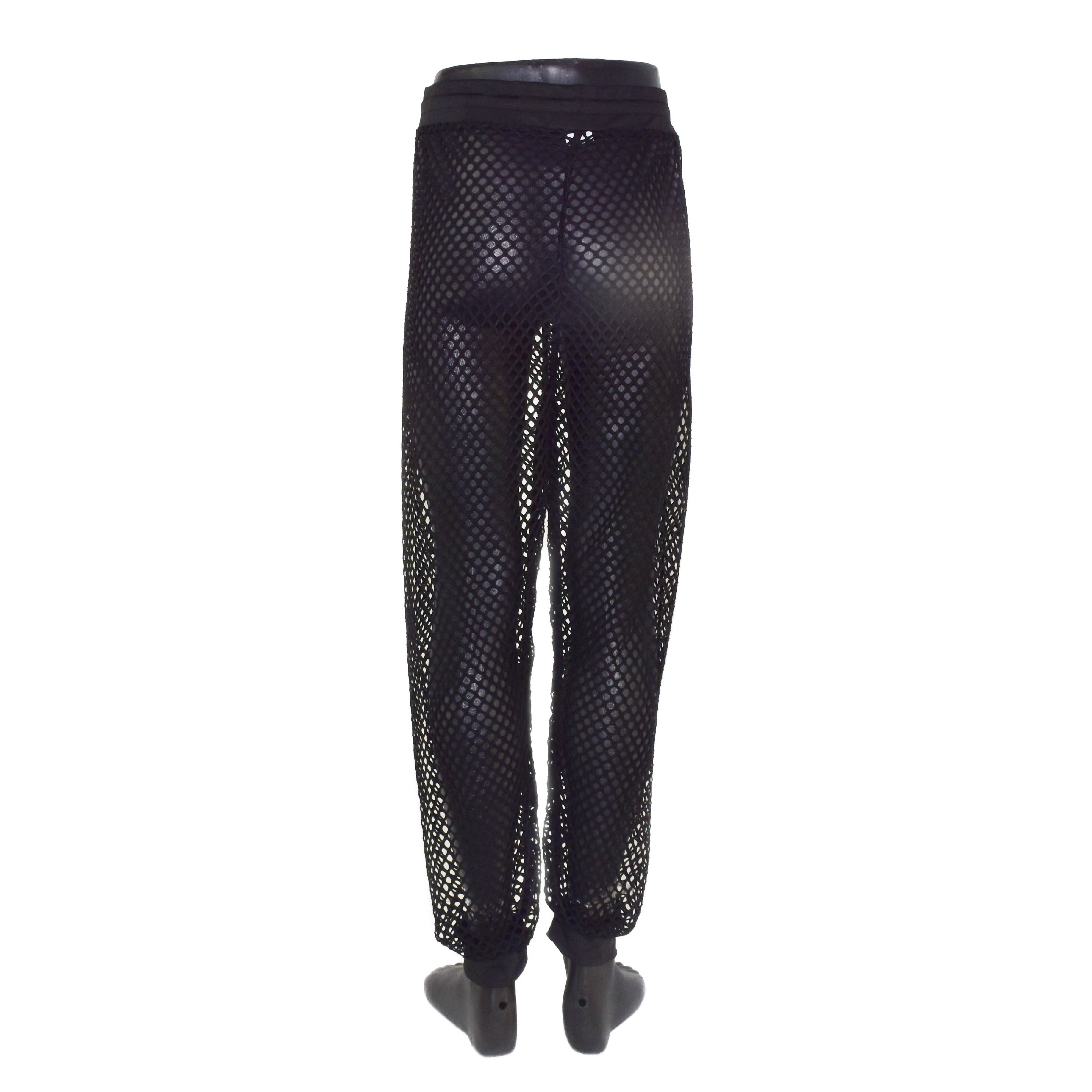 Lange Netzstoffhose mit Kordel leicht transparent
