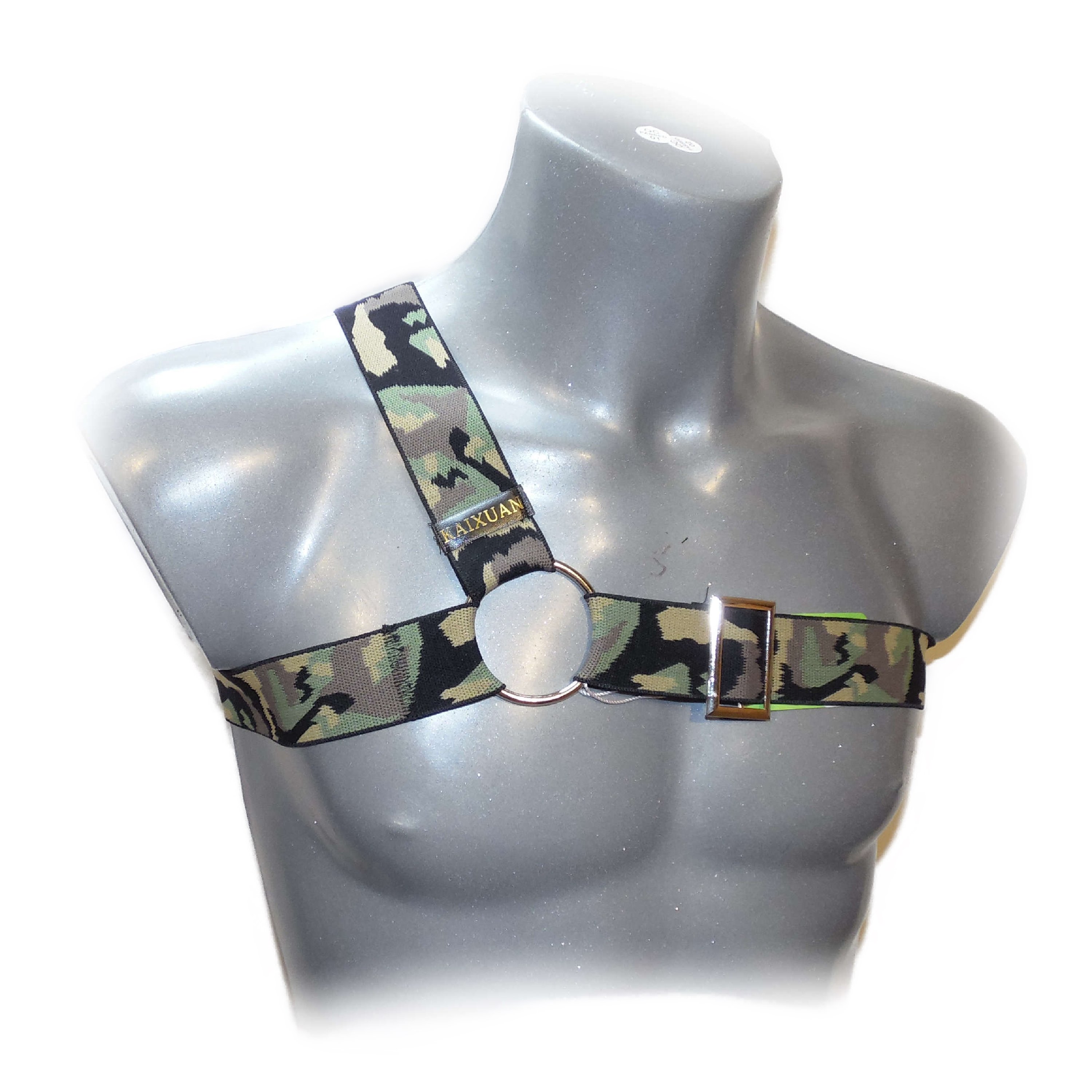 BONDAGE HALTER MEN HARNESS CAMOUFLAGE with ring