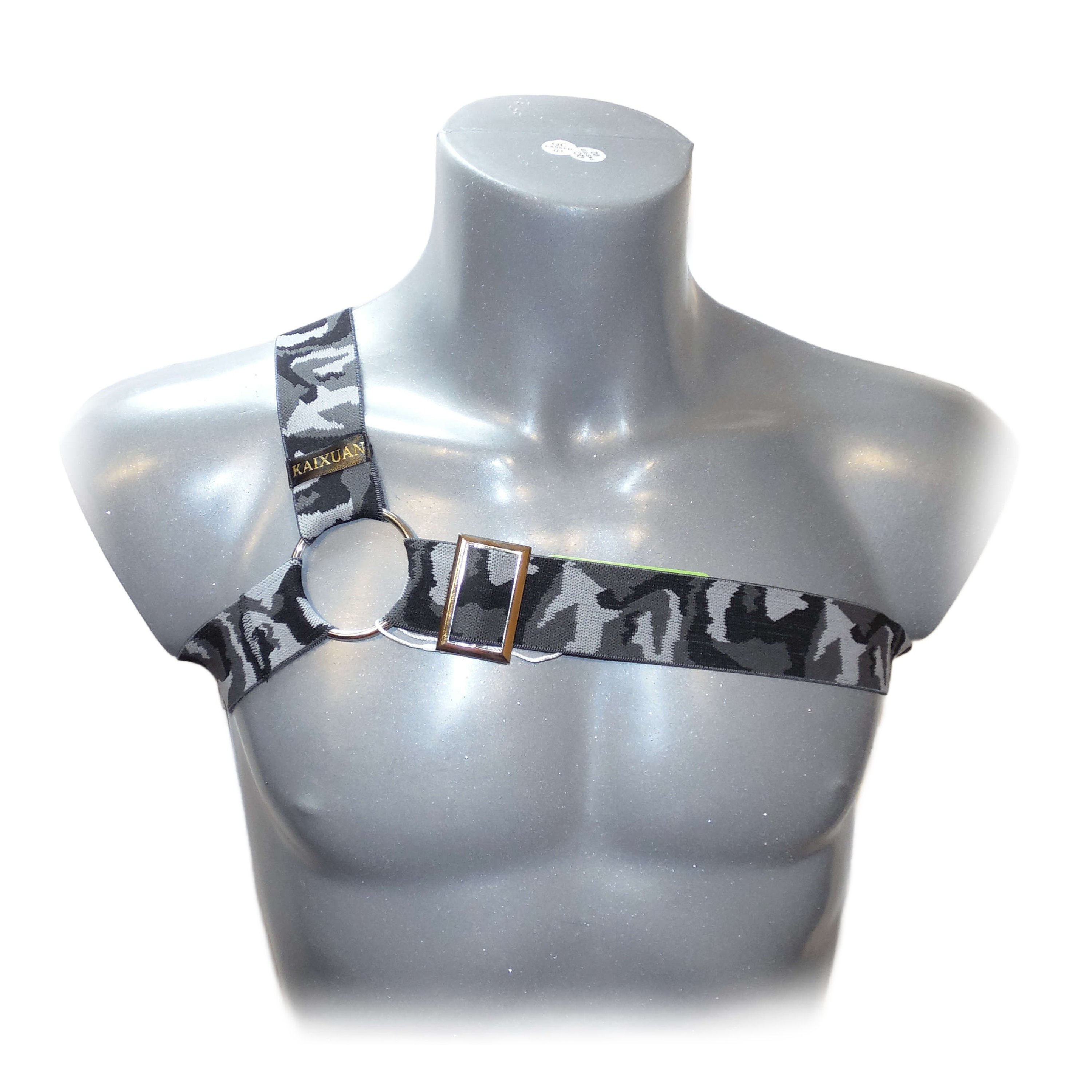 BONDAGE HALTER MEN HARNESS CAMOUFLAGE with ring