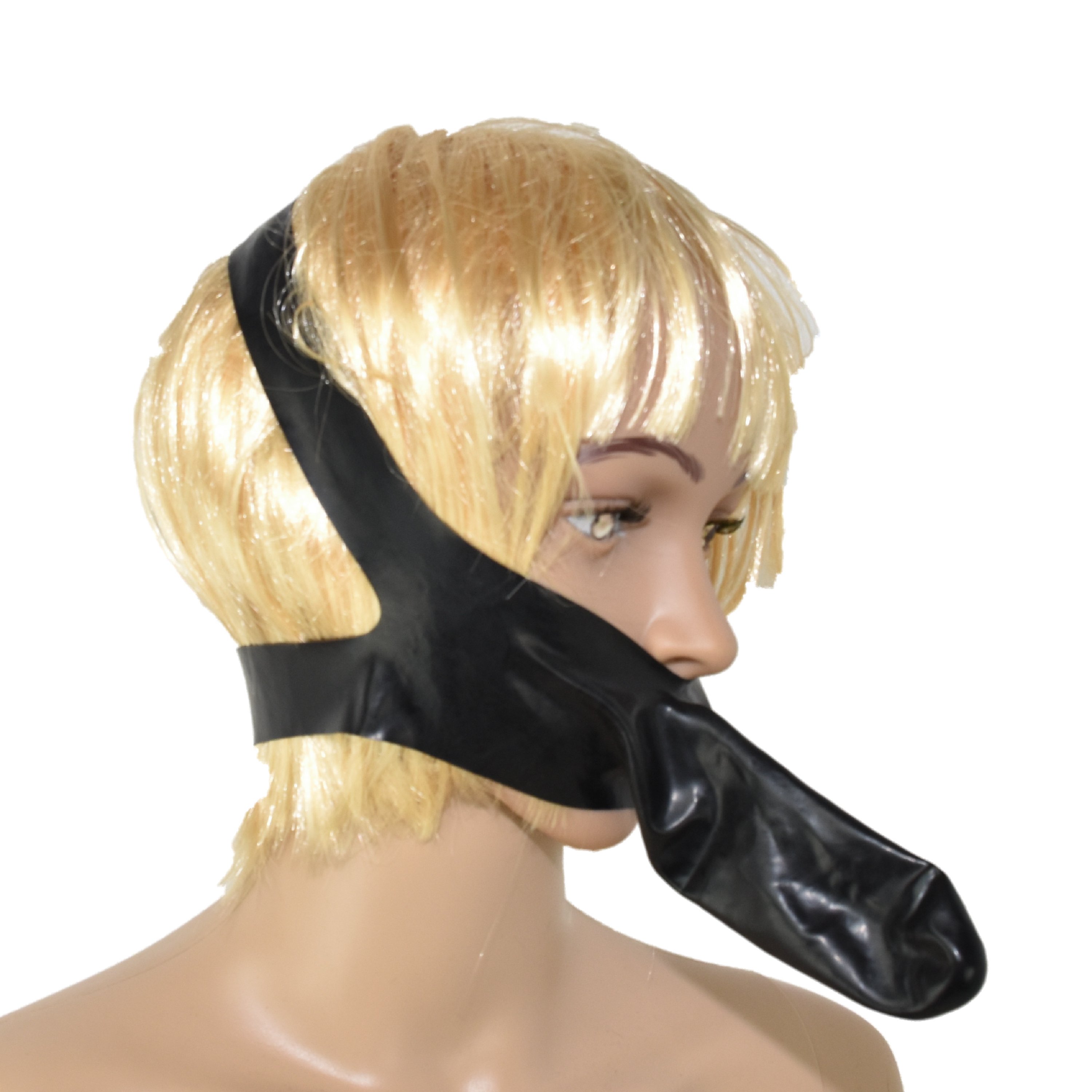Latex Mund Condom mit Kopf Gurt Handgemacht