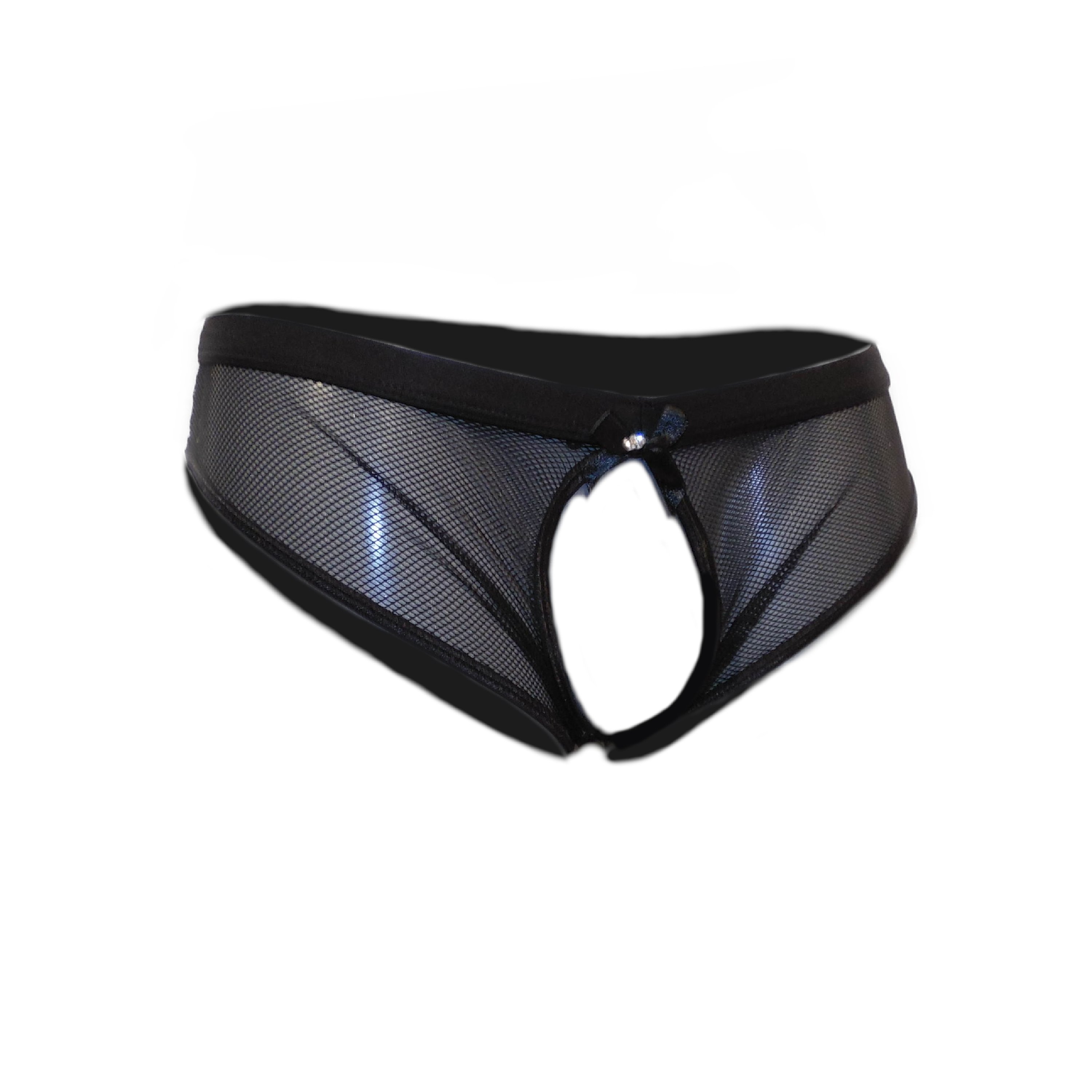 Black Netted Open Back Hipster Panty