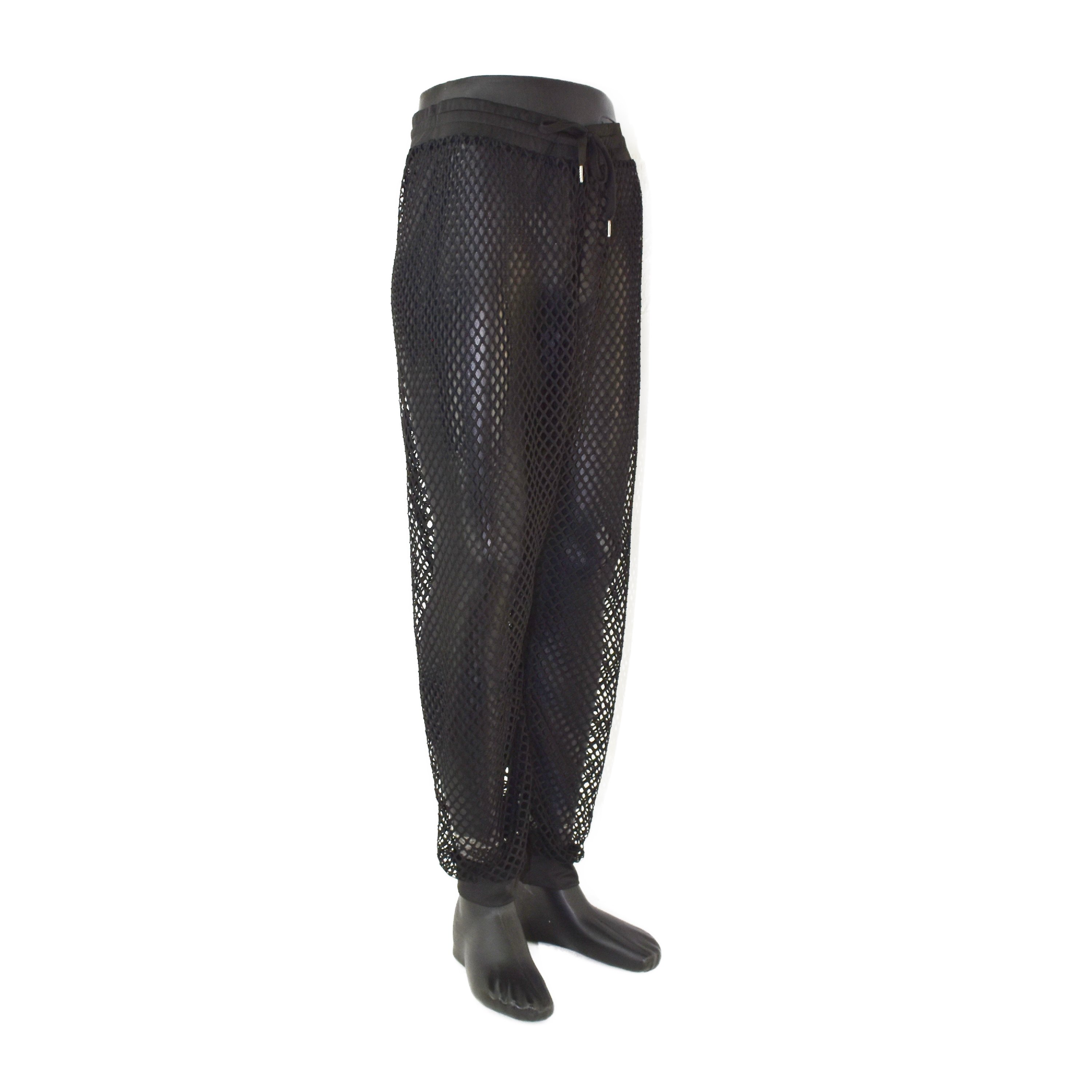 Lange Netzstoffhose mit Kordel leicht transparent