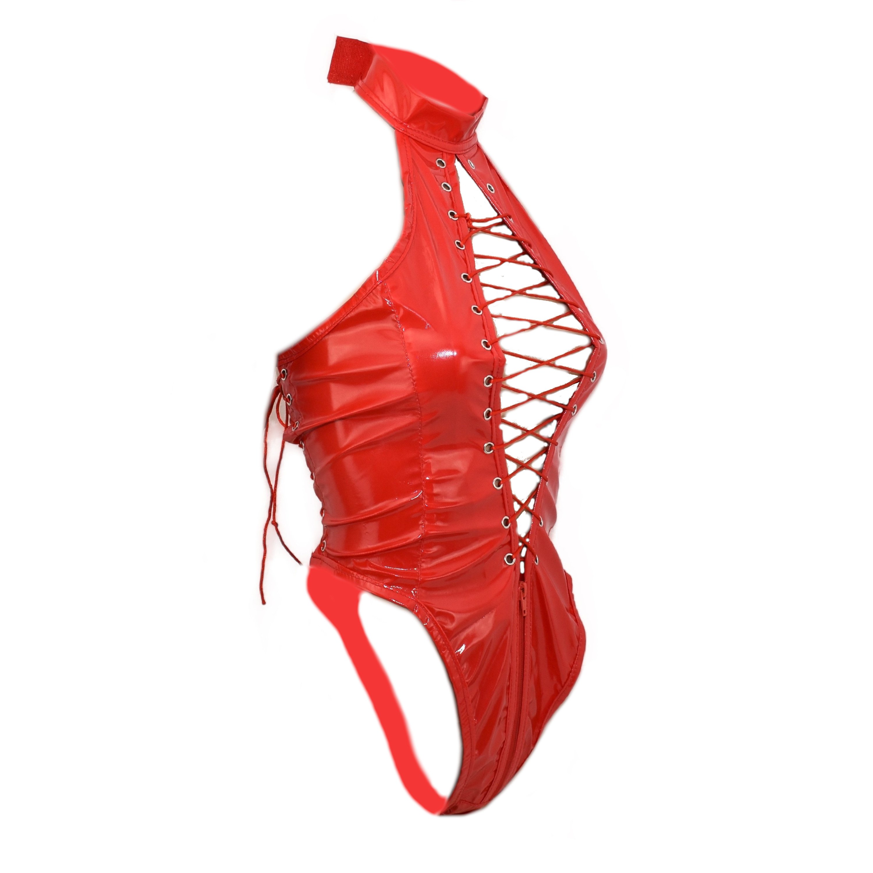 AUSVERKAUF Damen Lack Bodystring mit Reißverschluss