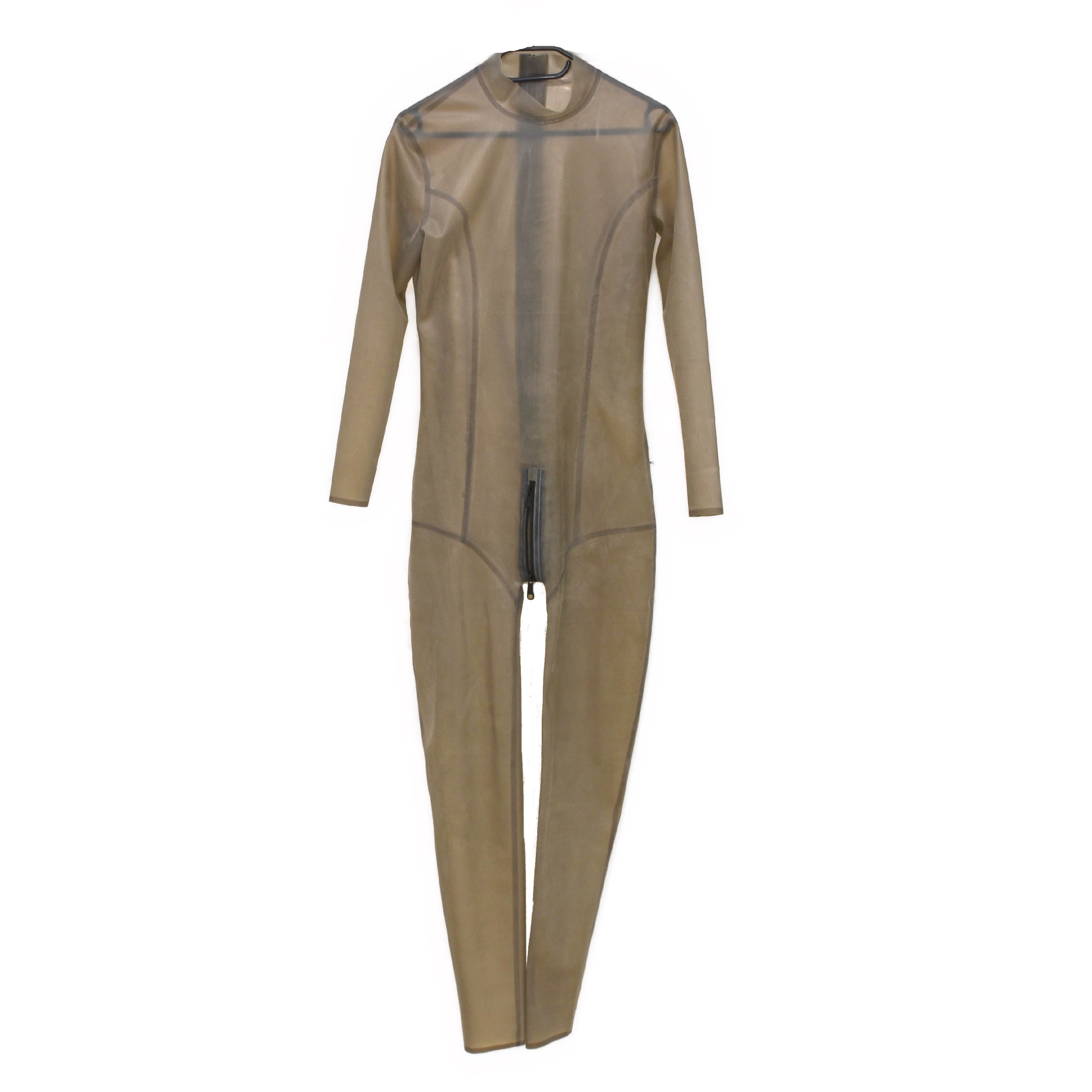 Latex Ganzkörperbody Reißverschluss transparent schwarz XL-XXL