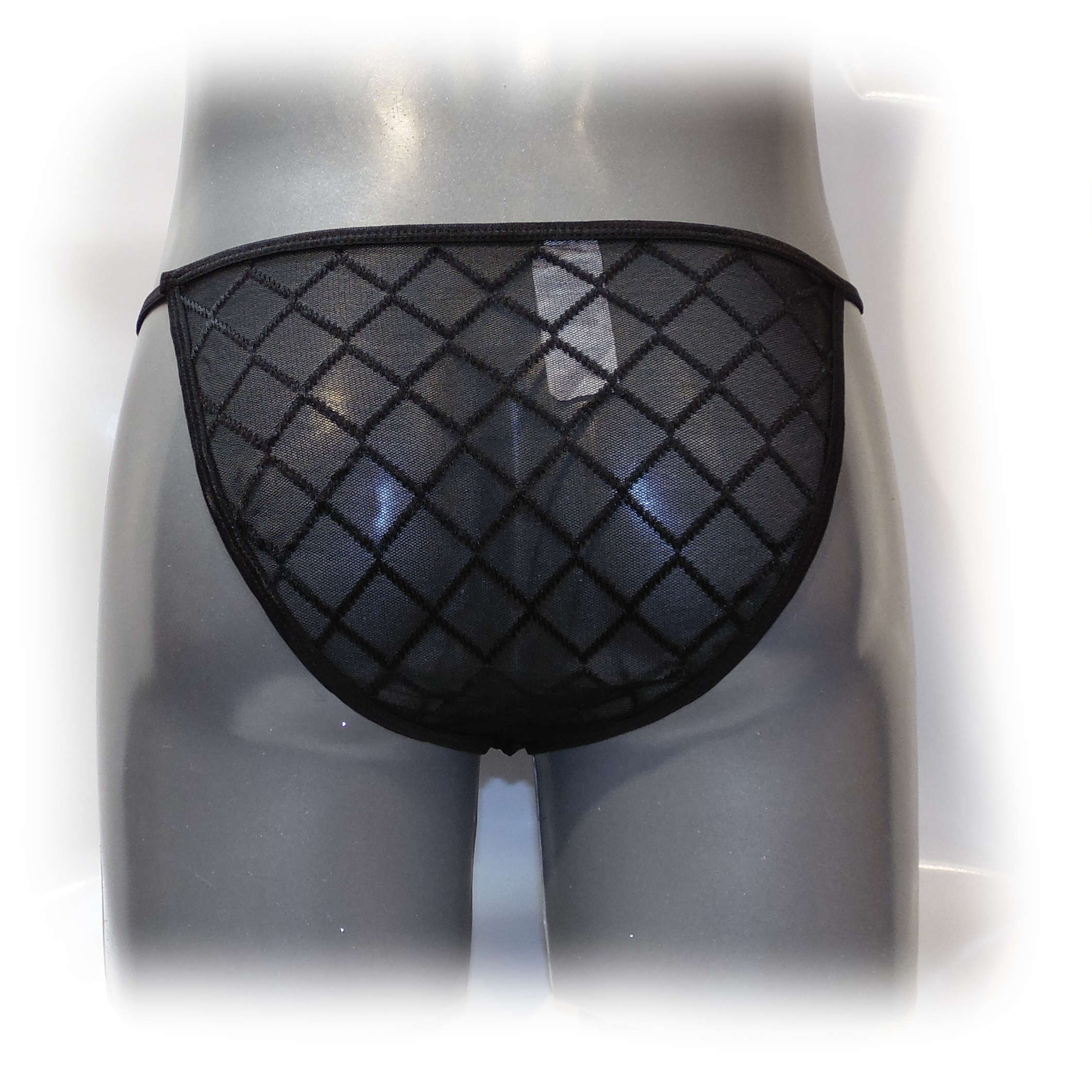 Black Mini Panty For Man mit transparentem Netz