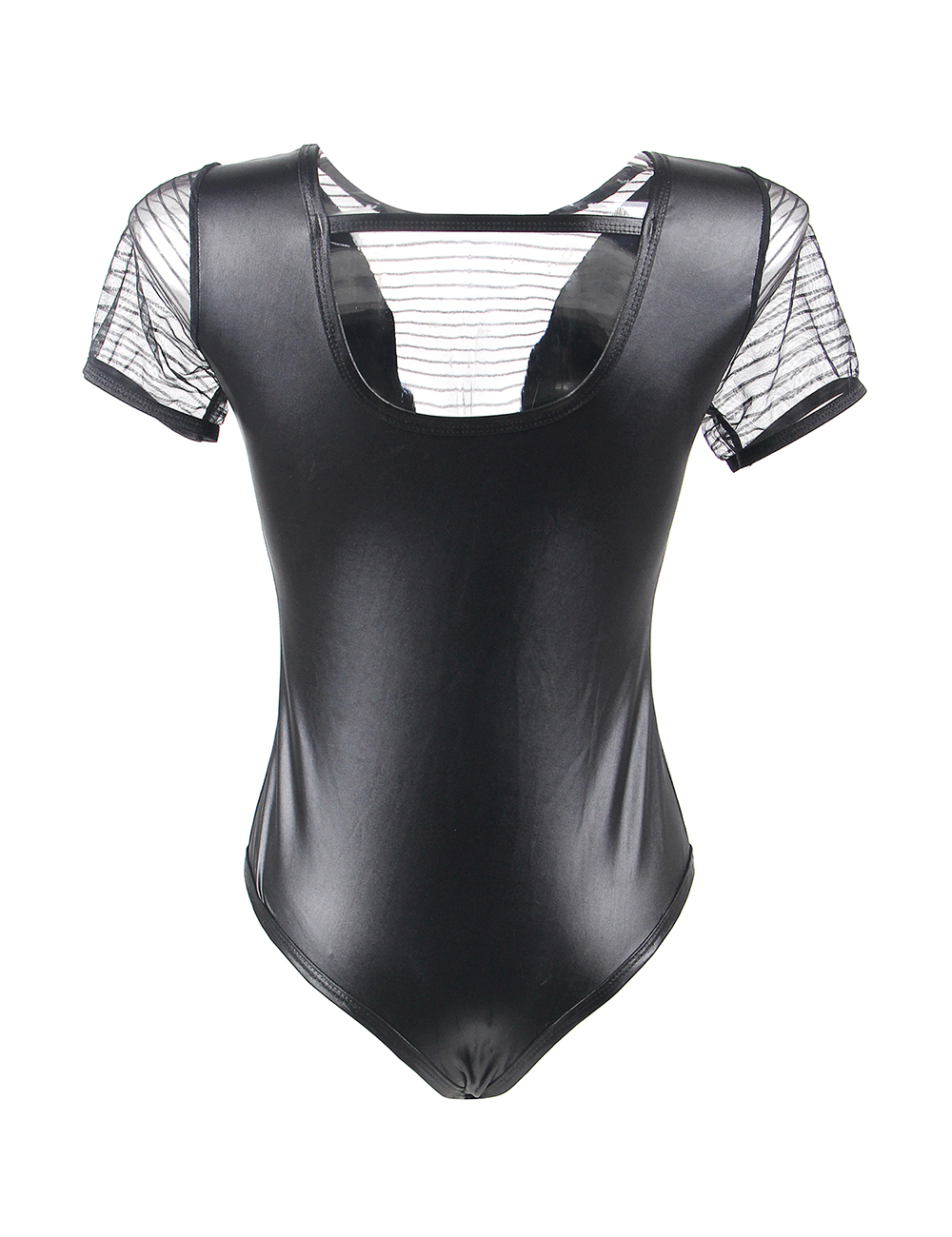 Black Lace Leather Stitching Teddy