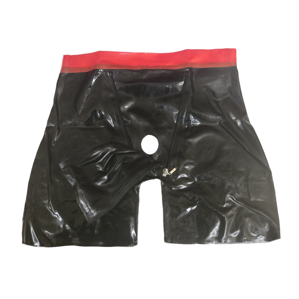 Latex Long Shorts mit Doppel-Reißverschluss/Innenbeutel